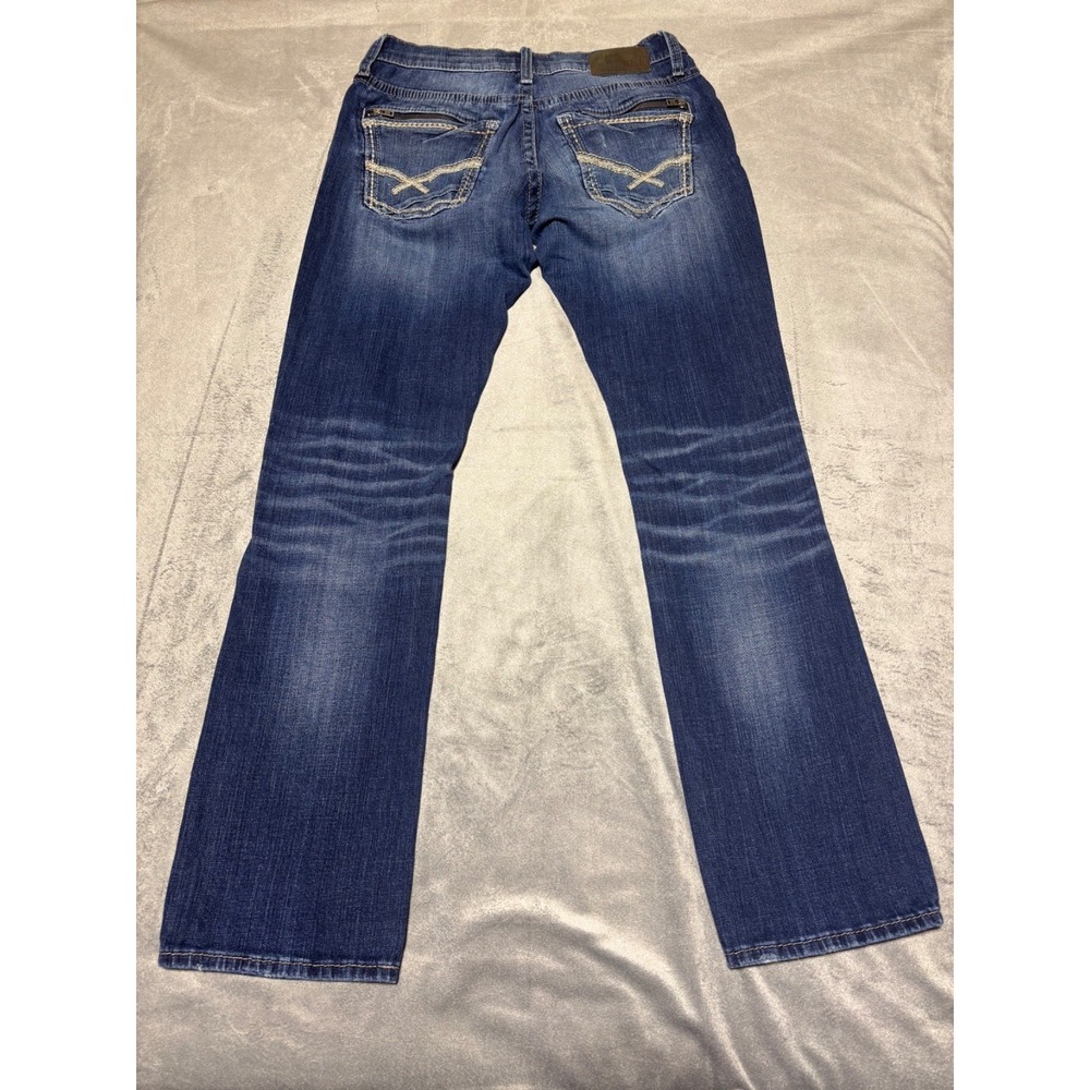 BKE Jake Men Size 33L Denim Straight Leg Jeans Zipper Pocket Details AVP16132